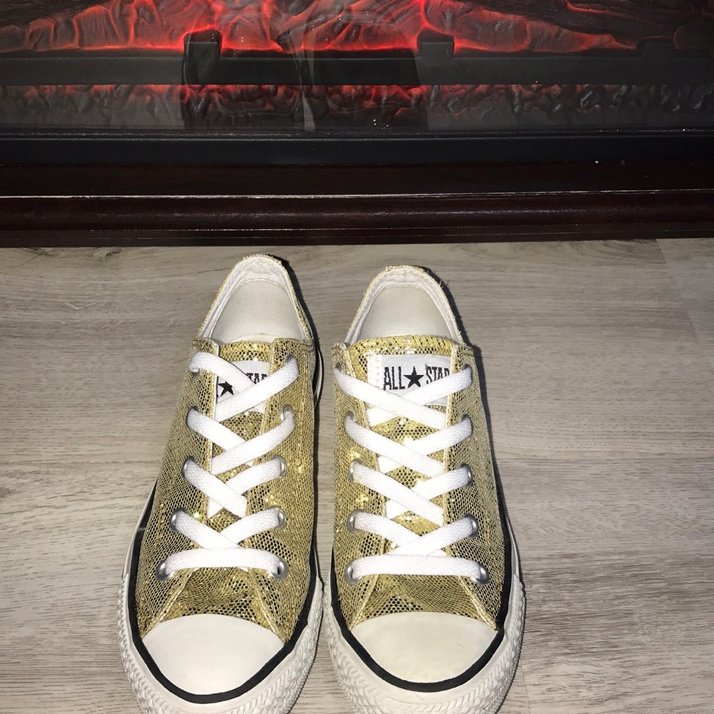 Low Top Gold Sparkly Converse.